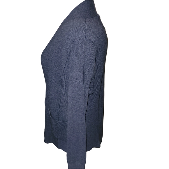 Abercrombie And Fitch Blue Zip-Up Ribbed Knit Cardigan Sweater L - Picture 5 of 7